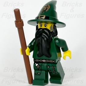 LEGO Castle Dark Green Wizard Minifigure Kingdoms Dragon Black Beard 7955 cas435