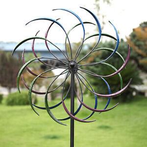 Metallic Garden Metal Rainbow Wind Spinner Garden Yard Stake Decorative Lawn Art