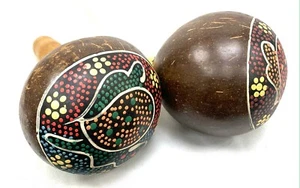 2 Maracas Handbemalt - Australien Aborigines - Bild 1 von 3