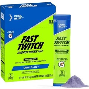 Gatorade Powder Sticks, Cool Blue, 0.08oz Packets, 10 Pack, Zero Sugar, Caffeine - Picture 1 of 7