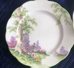 "Platos de ensalada/postre Royal Albert Greenwood Tree 7 3/4"" corona China Inglaterra" - Imagen 1 de 2
