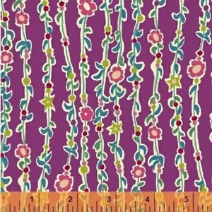 Windham Butterfly Dance Magenta Pink Purple Floral Vine of Flower Fabric 50236-4 - Picture 1 of 1