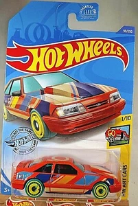 2020 Hot Wheels #90 HW Art Cars 1/10 '92 FORD MUSTANG Orange w/Teal Wheels AD Sp - Picture 1 of 4