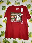 Mtv Graphic Shirt Top Women's L Red Green White Yellow Holiday Limited New