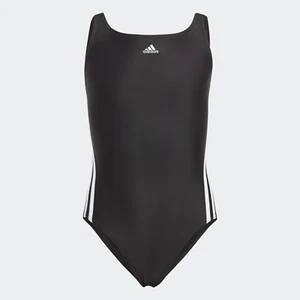 Adidas Girls Solid 3 Three Bars Stripe Swimsuit Swimming Costume IB6009 BNWT - Picture 1 of 5