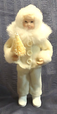 Snow Baby Xmas Ornament 8" Porcelain Face & Hands Bottle Brush White Tree VTG