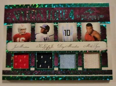 2022 Leaf In The Game Montana Griffey Jr Tyson Maradona Jersey Card #'d 2/2  - Image 1 of 2