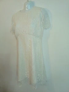 Zara Woman Short Sleeved Cream Lace Elegant Short Dress Size M - Picture 1 of 12