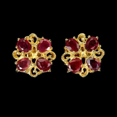 925 Sterling Silver Earrings Pear Ruby 5x4mm Natural Gemstone Jewelry - Image 1 of 4