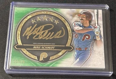 2021 Topps Five Star Mike Schmidt Golden Graphs Gold Ink Auto #d 13/15 Green SSP - Image 1 of 3
