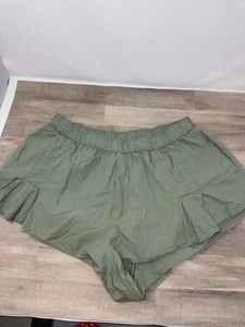 Anthropologie grün Baumwolle Pull-on Strand/Lounge Rüschen Shorts Größe Large - Bild 1 von 9