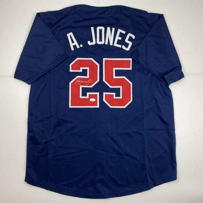 Autographed/Signed ANDRUW JONES Atlanta Blue Baseball Jersey JSA COA Auto - Image 1 of 4