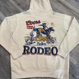 Coors Banquet Rodeo Hoodie Cowboy Graphic Print Front Back Mens XL Brown - Picture 1 of 16
