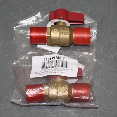 (2) Válvula de bola manual de dos vías G-GBVF-58, bengala de 5/8", cuarto de vuelta, latón, 600 psi Foto 1 de 4