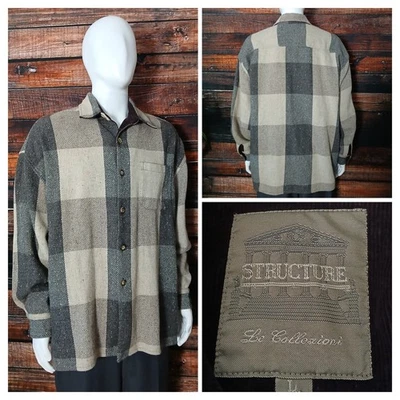 Chaqueta Camisa Structure Vintage L Para Hombre Le Collezioni Mezcla Lana Hecha en Italia Foto 1 de 4