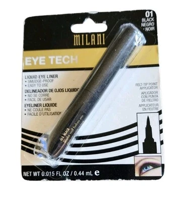 Milani Eye Tech Liquid Eyeliner Color Shade #01 Black Smudge Proof Eye Makeup - Image 1 of 2