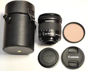 Canon EF-S 10-18mm f4.5-5.6 IS STM zoom lens w/67mm FL-D filter, caps & case. - Picture 1 of 7