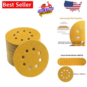 5 Zoll 80er Körnung Haken & Schleife Schleifscheiben - 100er-Pack für optimales Finish - Bild 1 von 9