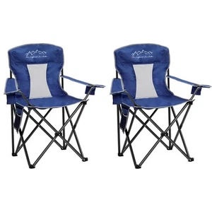 2PCS Collapsible Folding Camping Chairs Heavy Duty Lawn Foldable Chair with C... - Picture 1 of 4