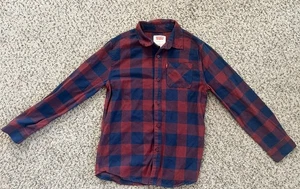 LEVI'S KIDS BOYS FLANNEL CHECKERED PLAID SHIRT SIZE LARGE - Picture 1 of 3