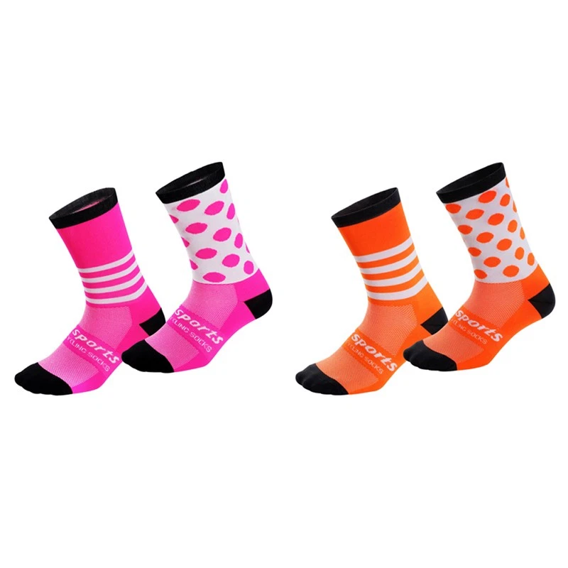 Pro Mens Womens Cycling Socks Riding Sport Ankle Socks Bicycle Bike Socks Pink