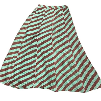 Maxi falda para mujer Anupamaa 100 % seda a rayas verde Anthropologie Terra talla mediana Foto 1 de 4