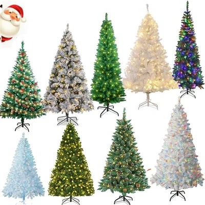 Spruce Realistic Artificial Holiday Christmas Tree with LED Lights & Metal Stand - Image 1 of 4