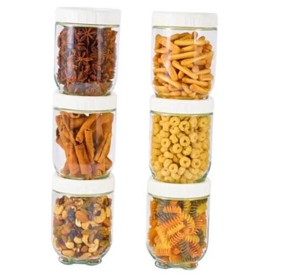 Hoa Kinh Glass Overnight Oats Jars with Lids, 20oz 6Pack 20oz-6Pack White lids - Image 1 of 4