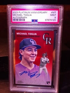 2023 Topps Platinum Anniversary Michael Toglia RC Rookie Autograph PSA 9 ROCKIES - Picture 1 of 2