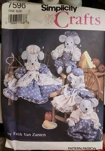 Simplicity Sewing Pattern #7596 Faith Van Zanten Stuffed Mice w/Clothes Plush - Picture 1 of 2