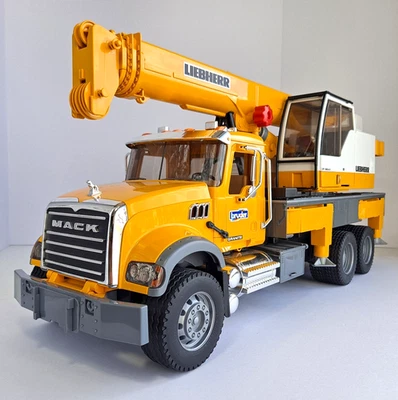 Bruder Mack Granite Liebherr Crane Truck 02818 Yellow LTF-1045 Semi-Loader 2007 - Image 1 of 4
