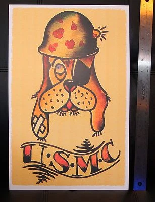 USMC MARINES Military vintage Sailor Jerry Traditional style Flash poster print