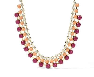 FOSSIL Brand Gold-Tone Red & Peach Collar Necklace Northern Lights $78 NWT - Image 1 of 4