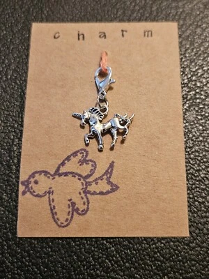 CLIP ON CHARM UNICORNIO PARA PULSERA LLAVERO BOLSO CREMALLERA MONEDERO REGALO Foto 1 de 4