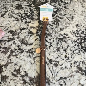 Zippy Paws Legacy Collection Brown LEATHER Dog Collar Rose Gold Accents NWT - Picture 1 of 3