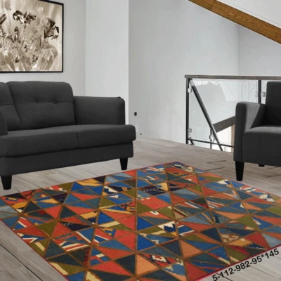 Modern Floor Carpet Mat Rug Handmade Persian Kilim Patchwork Rug Area 5-112 - Image 1 of 4