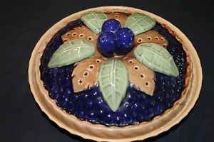 Vintage Keramik Blaubeere Kuchenplatte und Deckel 11" Platte 1960er Ära - Bild 1 von 15