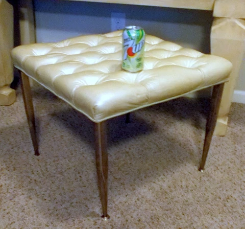 MCM Tufted Leather BENCH OTTOMAN STOOL Cocktail  TABLE  Brass Gio PONTE Italy Cover