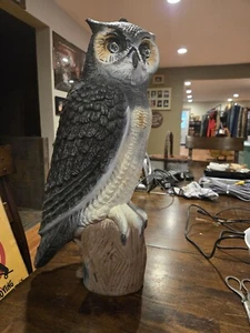 Vintage Owl Blow Mold 1990s Plastic Garden Decoy 21" - Picture 1 of 5