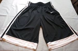 Nike Athletic Shorts Boys Medium Logo Black White Drawstring Elastic Waist - Picture 1 of 14