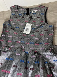 Milly Minis Leopard Knit Fit & Flare Dress Boho  Black Silver Sz 12 - Picture 1 of 13