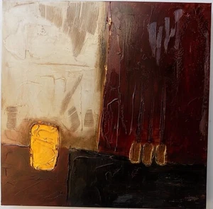 Quadro a olio realizzato a mano molto materico cm 50x50 industrial style dipinto - Imagen 1 de 6