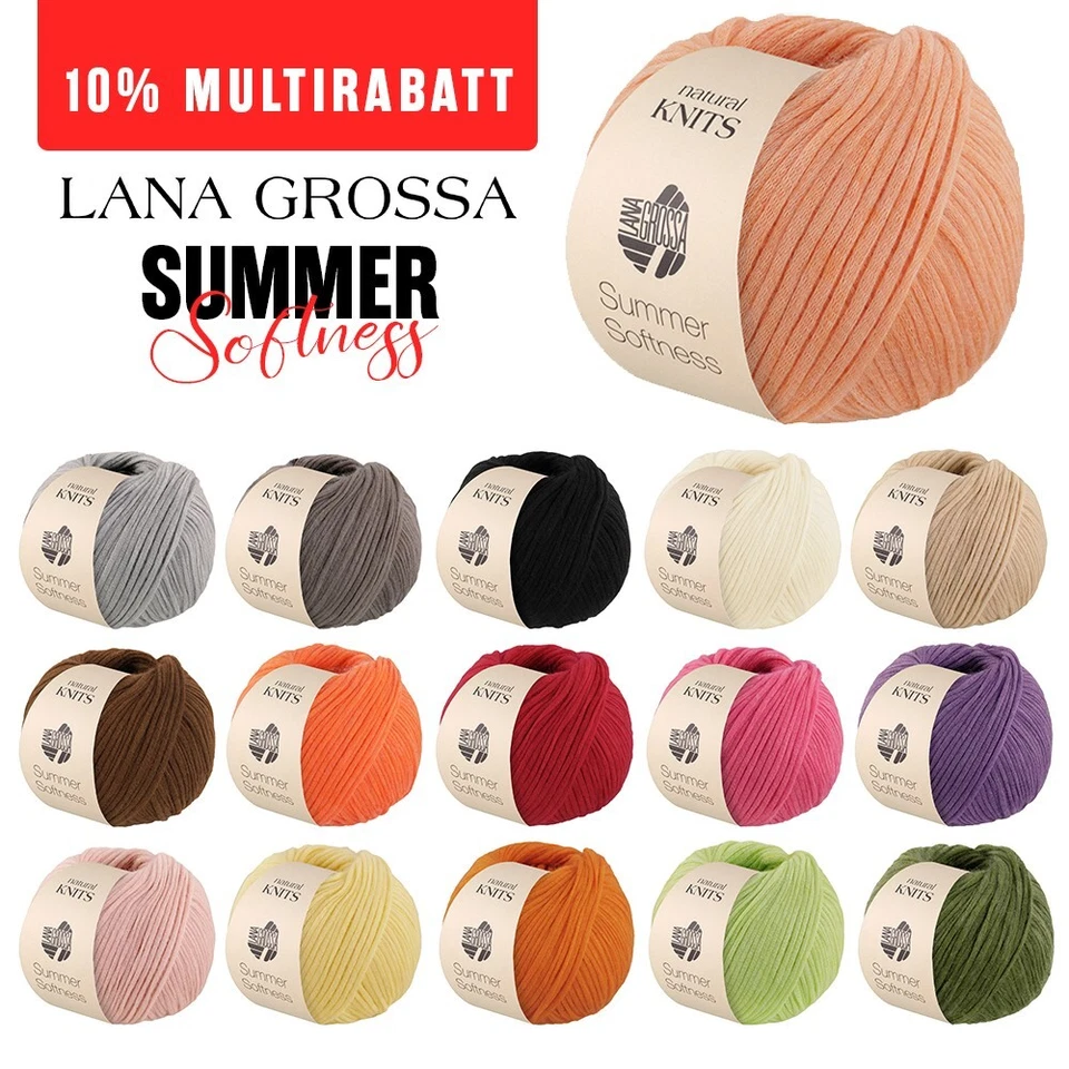 ABVERKAUF !! Lana Grossa SUMMER SOFTNESS | 50g | 80% Baumwolle 20% Merino