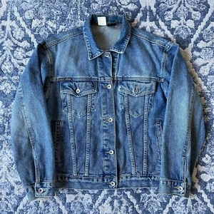 DKNY Jeans Trucker Denim Jacket Men's Fit 22x23 Long Sleeve Pockets Blue VTG USA - Picture 1 of 13