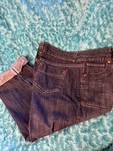 Faded Glory Capri Jeans Cuffed Button Back Pockets Blue Denim Women's Sz. 14 - Picture 1 of 14