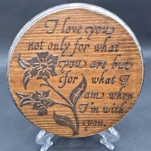 Wood I Love You Wall Decorative Plaque 7" handmade Embossed Wooded Sign - Picture 1 of 5