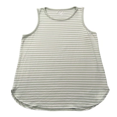 Lands End Tank Top Womens L 14-16 Sage Green Striped Cloud Jersey Soft Knit - Image 1 of 4