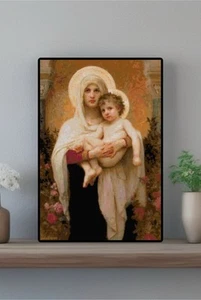 Madonna of the Roses Art Counted Cross Stitch Pattern Needlepoint Chart - Picture 1 of 2