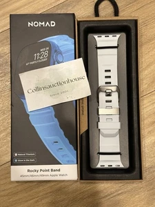 Bracelet Apple Watch Nomad Rocky Point titane naturel bleu glacé brillant 46/49 mm - Photo 1 sur 5