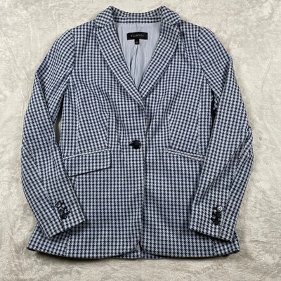 Blazer clásico con botones Talbots para mujer pata de gallo azul blanco Foto 1 de 4